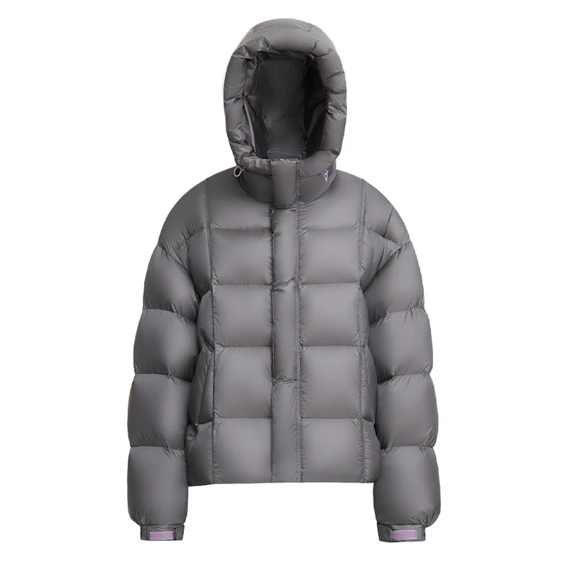 Damen Kurze Boxy‑Steppjacke mit Oversize‑Ärmeln, hohem Thermokragen und Kapuze Nord Taschen