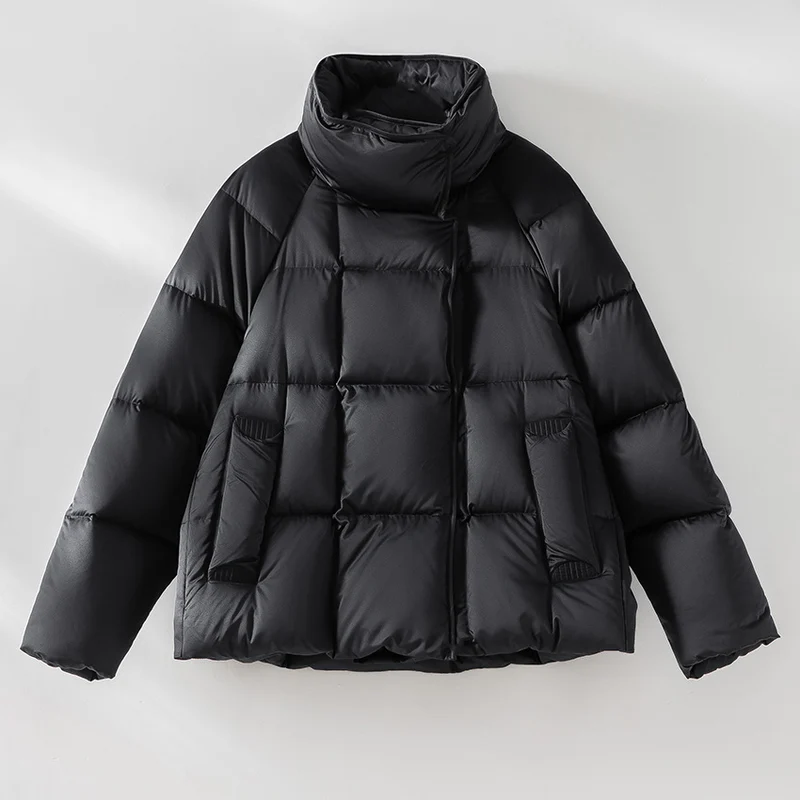 Damen Kurze Boxy-Pufferjacke mit hohem Stehkragen und Raglanärmeln Nord Taschen