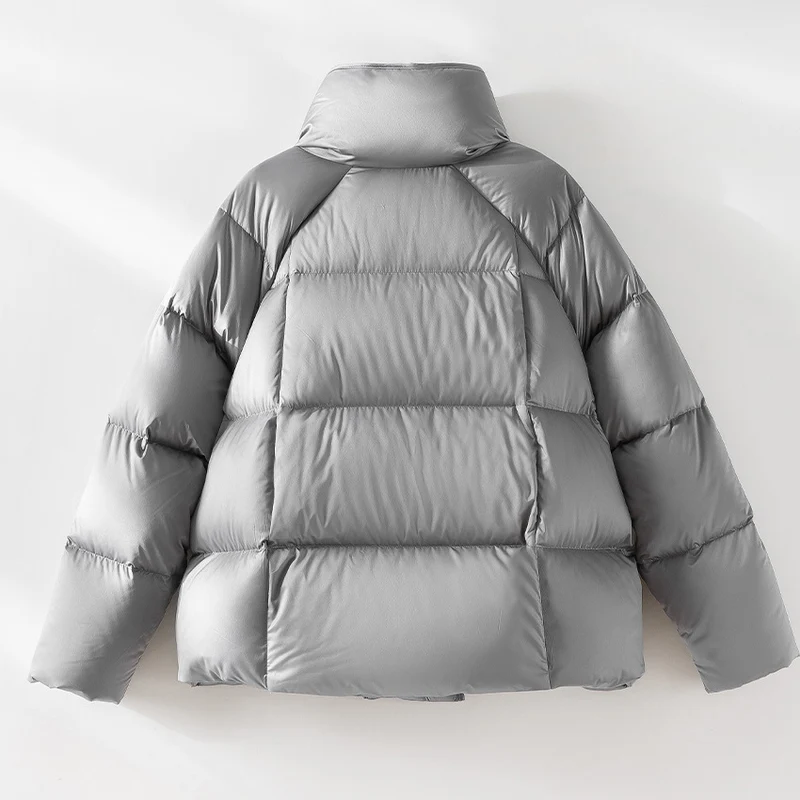 Damen Kurze Boxy-Pufferjacke mit hohem Stehkragen und Raglanärmeln Nord Taschen
