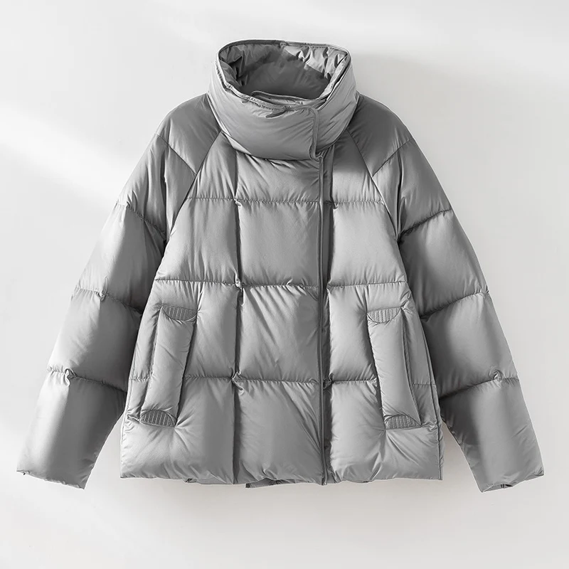 Damen Kurze Boxy-Pufferjacke mit hohem Stehkragen und Raglanärmeln Nord Taschen