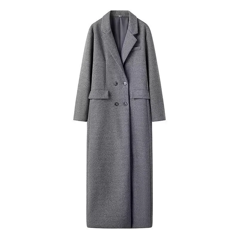 Damen Langmantel aus Wollmix mit Oversize-Silhouette, Schalkragen und aufgesetzten Taschen Nord Taschen