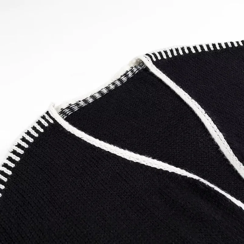 Damen Oversize-Strickjacke mit kontrastierender Häkelkante und überschnittener Schulter Nord Taschen