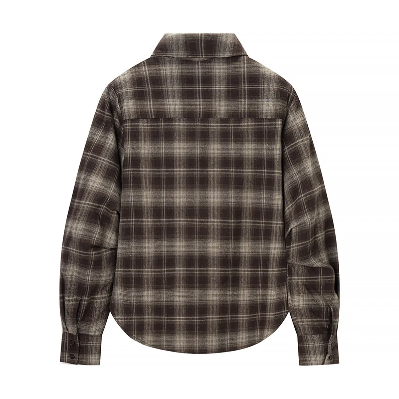 Damen Kariertes Baumwollhemd mit Wickel‑Drapierung und Oversize‑Silhouette Nord Taschen