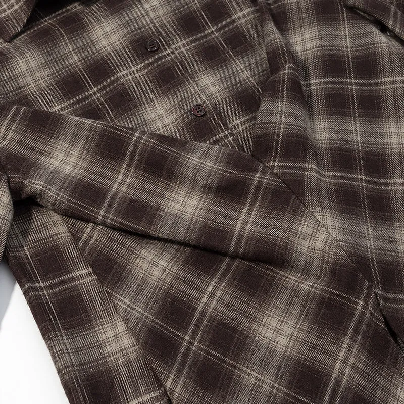 Damen Kariertes Baumwollhemd mit Wickel‑Drapierung und Oversize‑Silhouette Nord Taschen