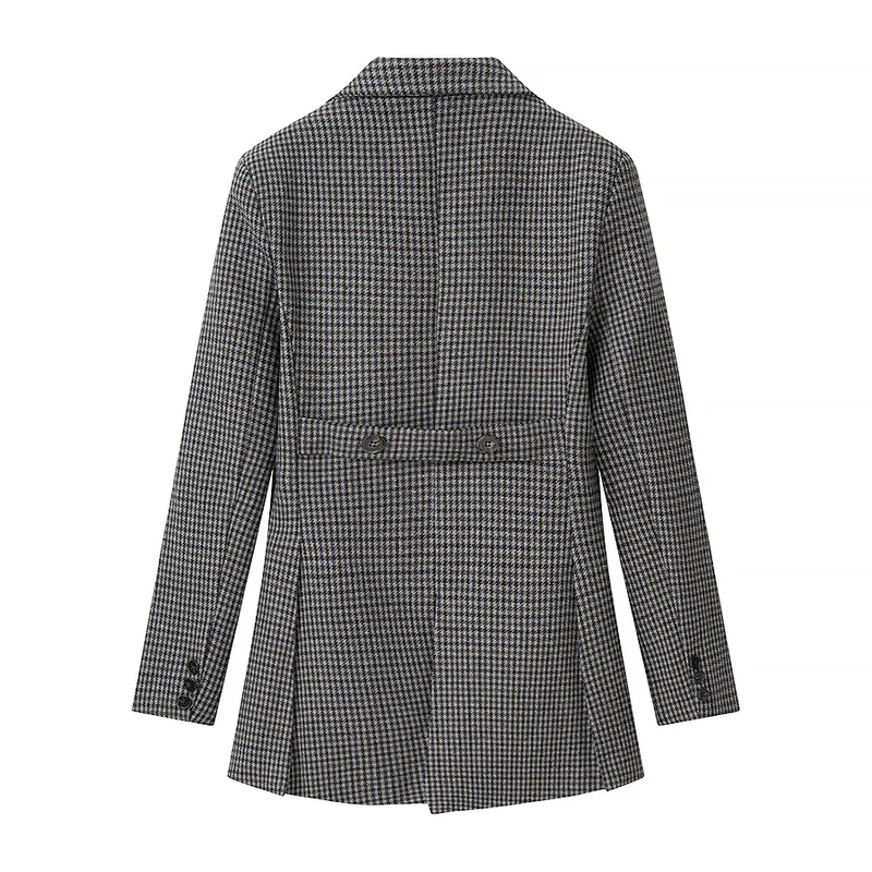 Damen Hahnentritt-Blazer mit Schwalbenschwanz-Detail und taillierter Silhouette Nord Taschen