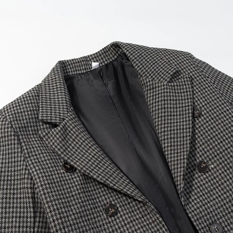 Damen Hahnentritt-Blazer mit Schwalbenschwanz-Detail und taillierter Silhouette Nord Taschen