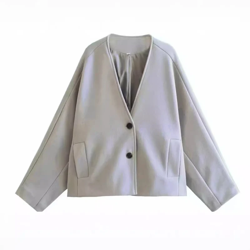 Damen Oversize‑Kurzjacke aus Wollmix mit kastiger Silhouette und Ballonärmeln Nord Taschen