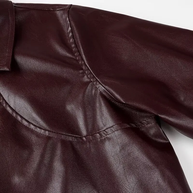 Damen Glänzende Kunstleder-Blousonjacke mit Reißverschluss und elastischem Saum Nord Taschen