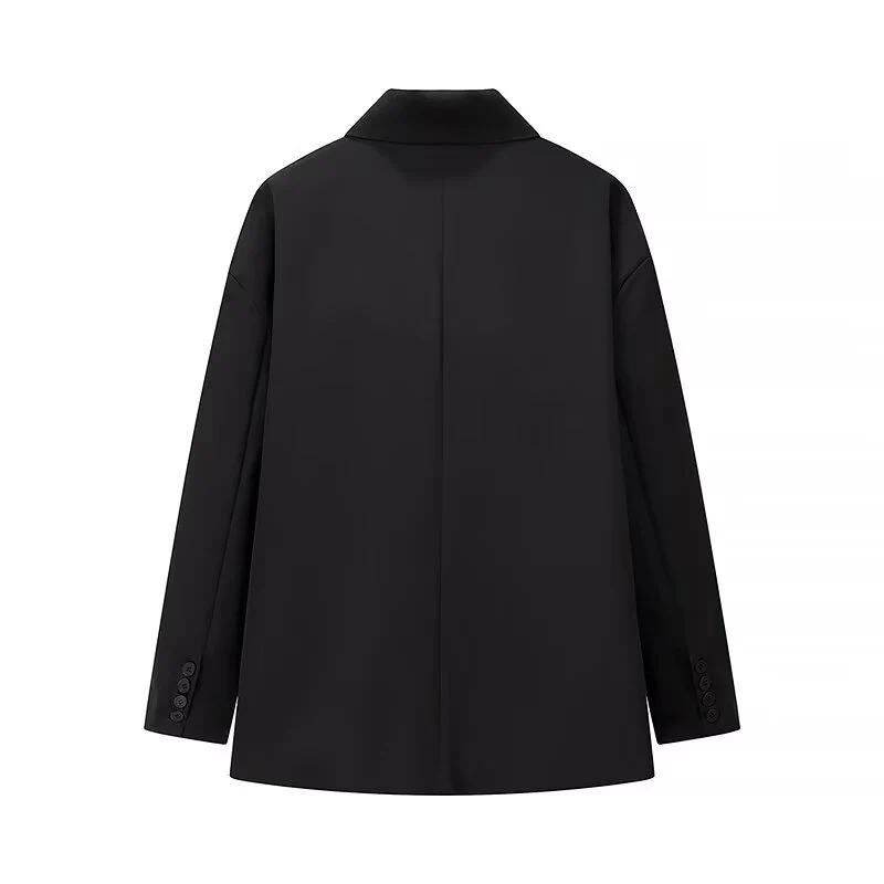 Damen Oversize-Kastenblazer mit schlichten Leistentaschen und weitem Revers Nord Taschen