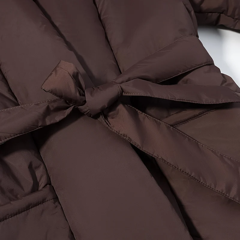 Damen gesteppte Taillengürtel-Steppjacke mit Schalkragen Nord Taschen