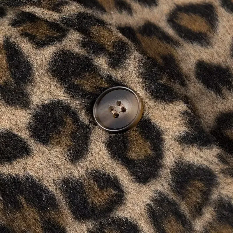 Damen Oversize‑Blazer im Leopardenprint mit Reverskragen und Pattentaschen Nord Taschen