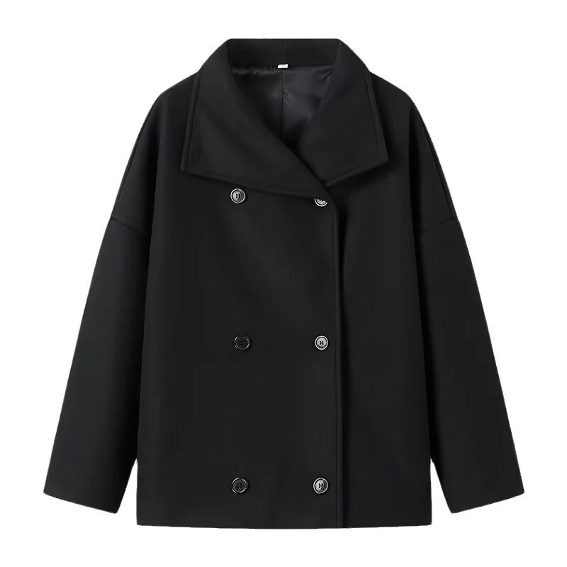 Damen Kurzmantel im Oversize‑Cut mit Doppelreiher und weitem Umschlagkragen Nord Taschen