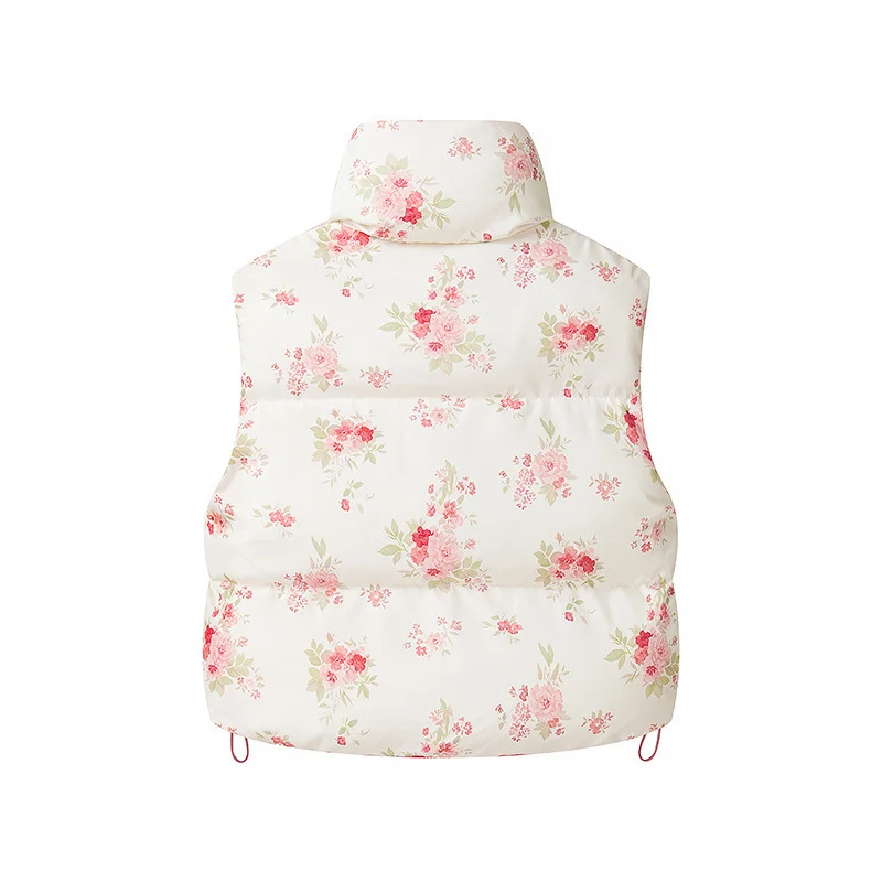 Damen Gesteppte Kurzweste mit Stehkragen, Patchwork-Bandana‑Print und Kordelzug Nord Taschen