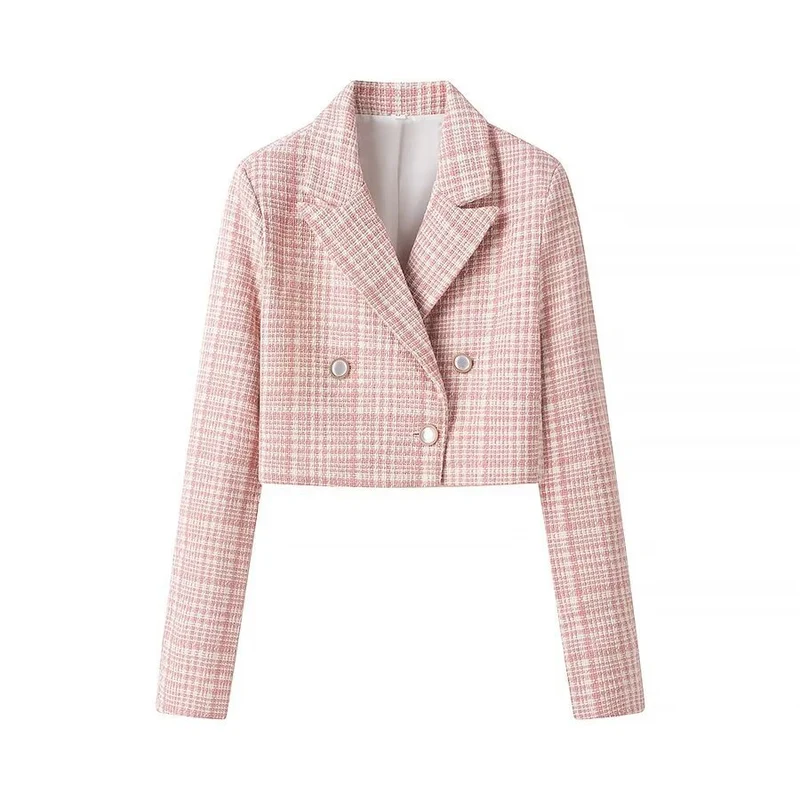 Damen Kurzblazer im Bouclé‑Tweed mit Reverskragen und Zierknöpfen Nord Taschen