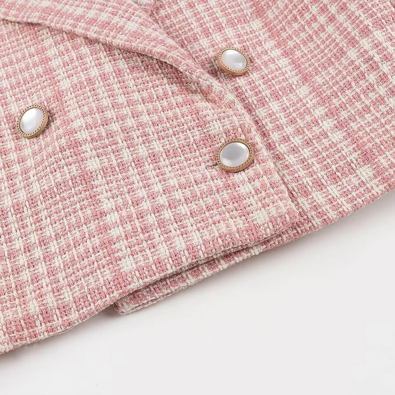 Damen Kurzblazer im Bouclé‑Tweed mit Reverskragen und Zierknöpfen Nord Taschen