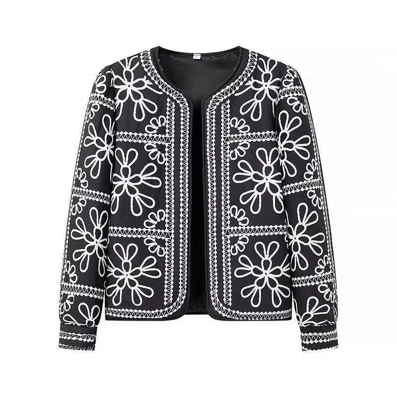 Damen Offene Blazerjacke mit floralem Allover-Print, Rundhalsausschnitt und femininer Passform Nord Taschen