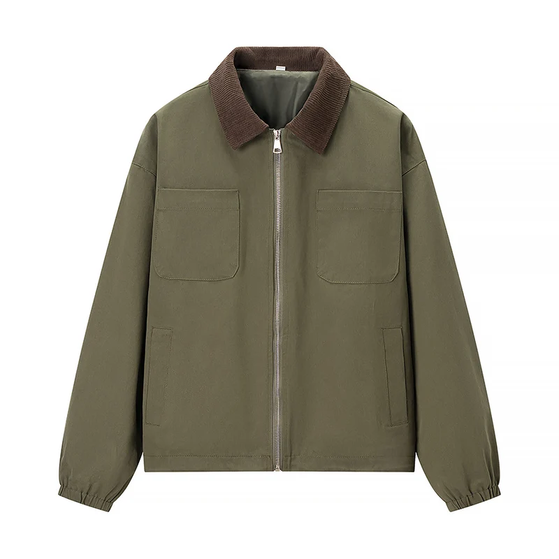 Damen Kurzjacke im Workwear-Stil mit Kordkragen, Reißverschluss und aufgesetzten Brusttaschen Nord Taschen