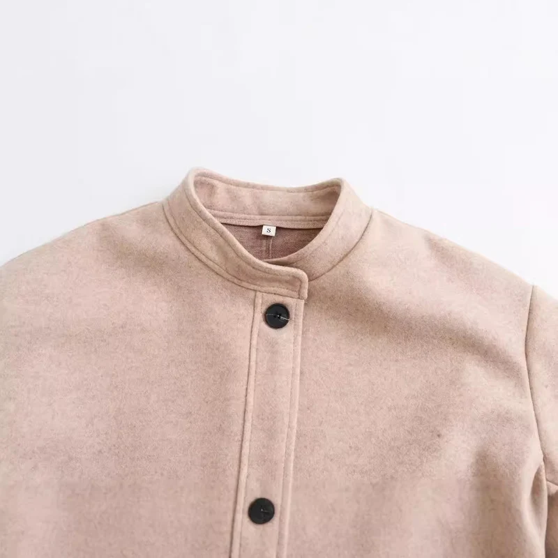 Damen Kurzjacke im Wollmix mit Rundhals, Oversize‑Passform und großen aufgesetzten Taschen Nord Taschen