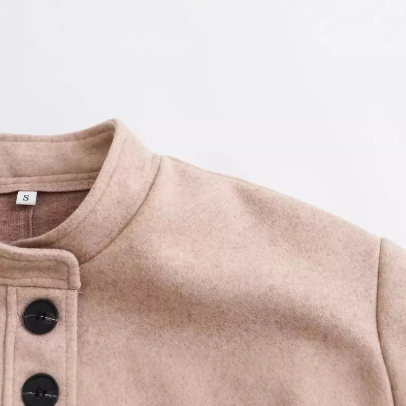 Damen Kurzjacke im Wollmix mit Rundhals, Oversize‑Passform und großen aufgesetzten Taschen Nord Taschen