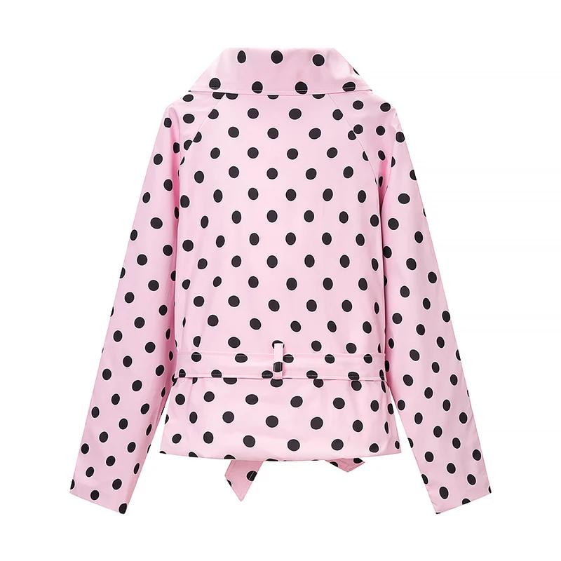 Damen Gepunkteter Trenchcoat-Style mit Bindegürtel und Ballonärmeln Nord Taschen