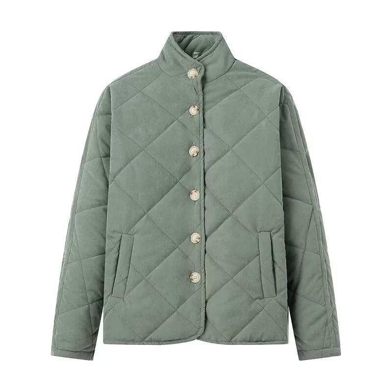 Damen Gepolsterte Steppjacke mit Stehkragen und Oversize-Schnitt Nord Taschen