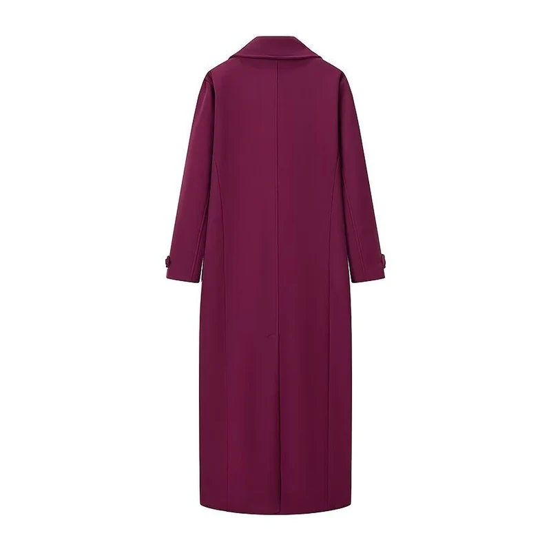Damen Maxilanger zweireihiger Mantel mit Oversize-Revers und Ärmelriegeln Nord Taschen