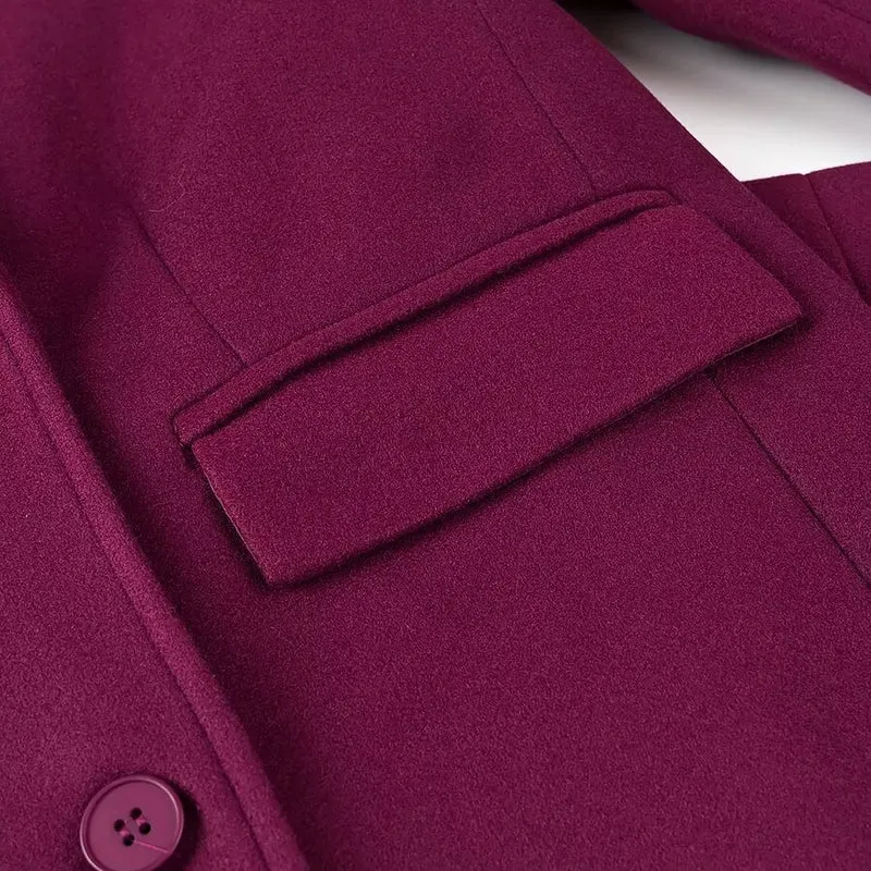 Damen Maxilanger zweireihiger Mantel mit Oversize-Revers und Ärmelriegeln Nord Taschen