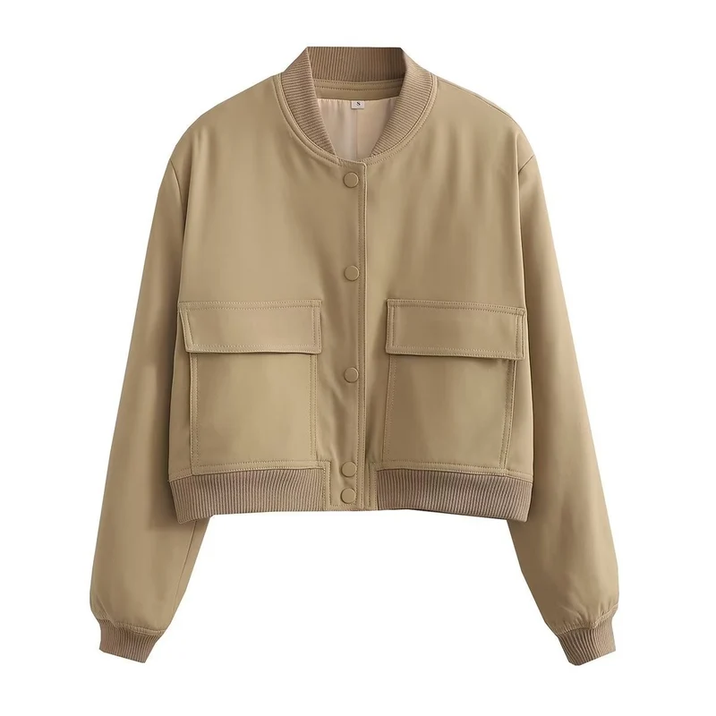 Damen Kurzjacke im Bomberstil mit Leoparden‑Fauxfell und Rippbündchen Nord Taschen