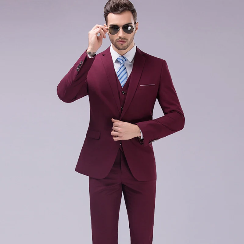 Herren Dreiteiliger Slim-Fit Businessanzug mit Weste und schmaler Silhouette Nord Taschen