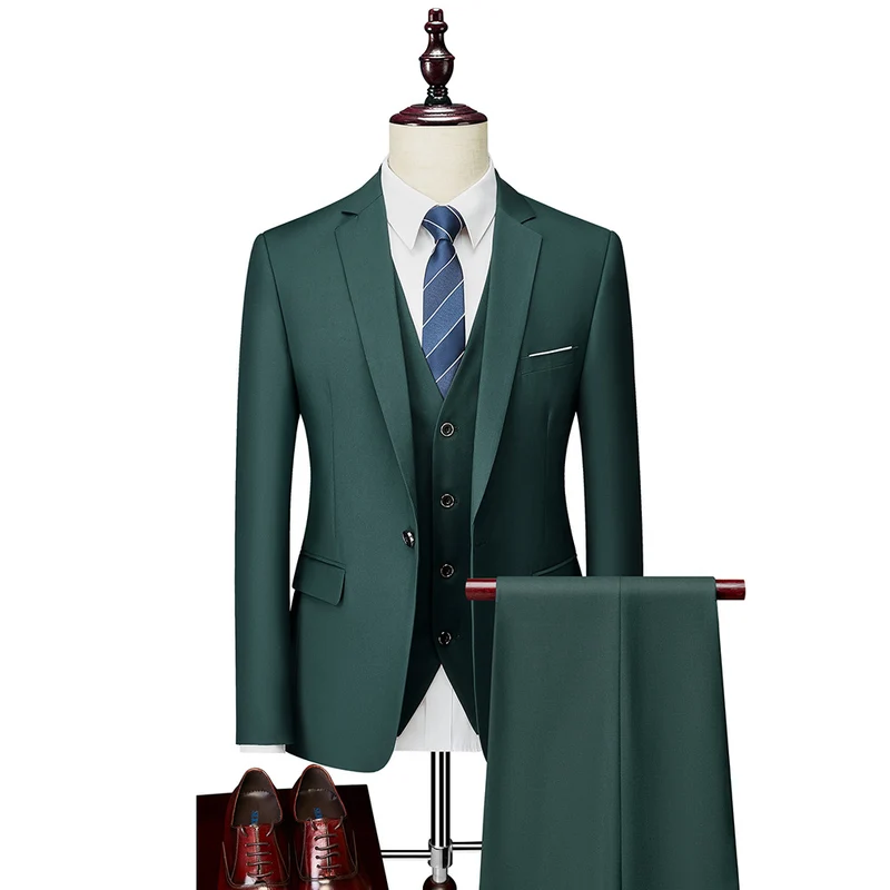 Herren Dreiteiliger Slim-Fit Businessanzug mit Weste und schmaler Silhouette Nord Taschen