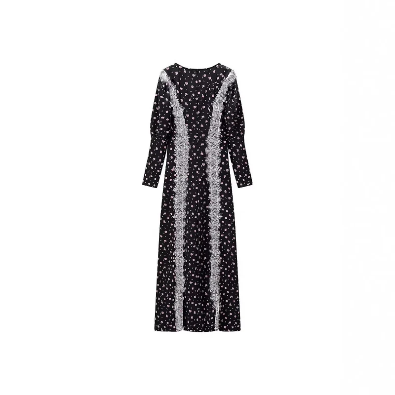 Damen Maxikleid mit Spitzenbesatz und floralem Alloverprint Nord Taschen