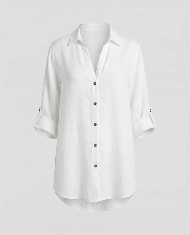 Damen Luftige Oversize Leinen Bluse