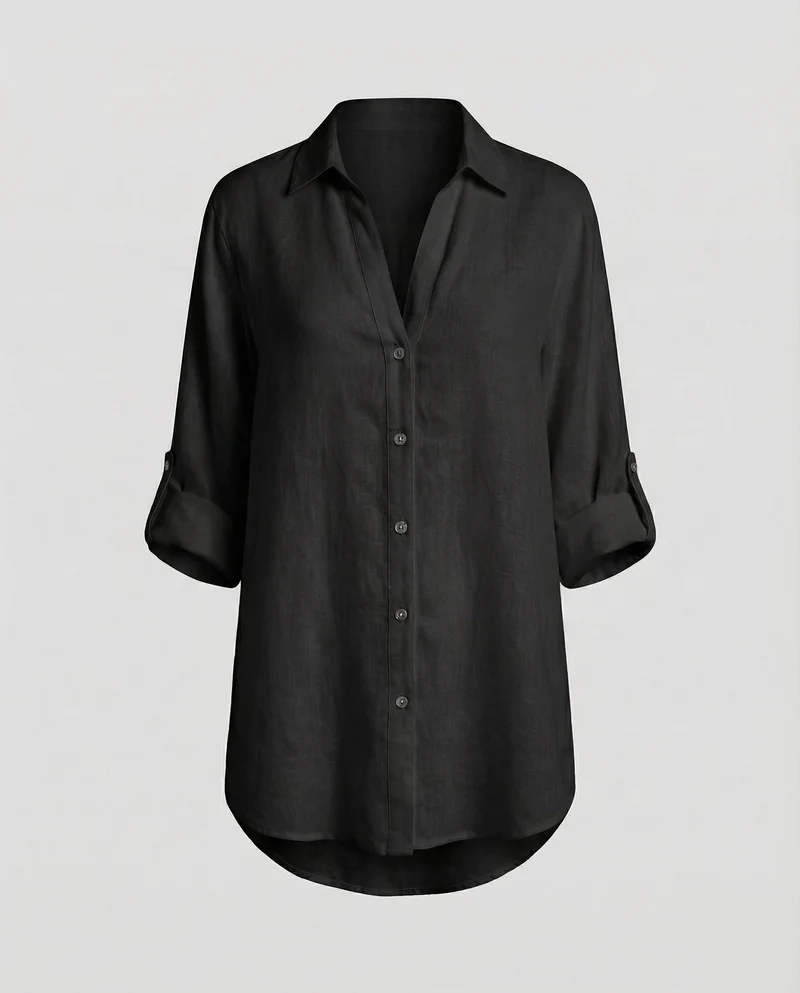 Damen Luftige Oversize Leinen Bluse