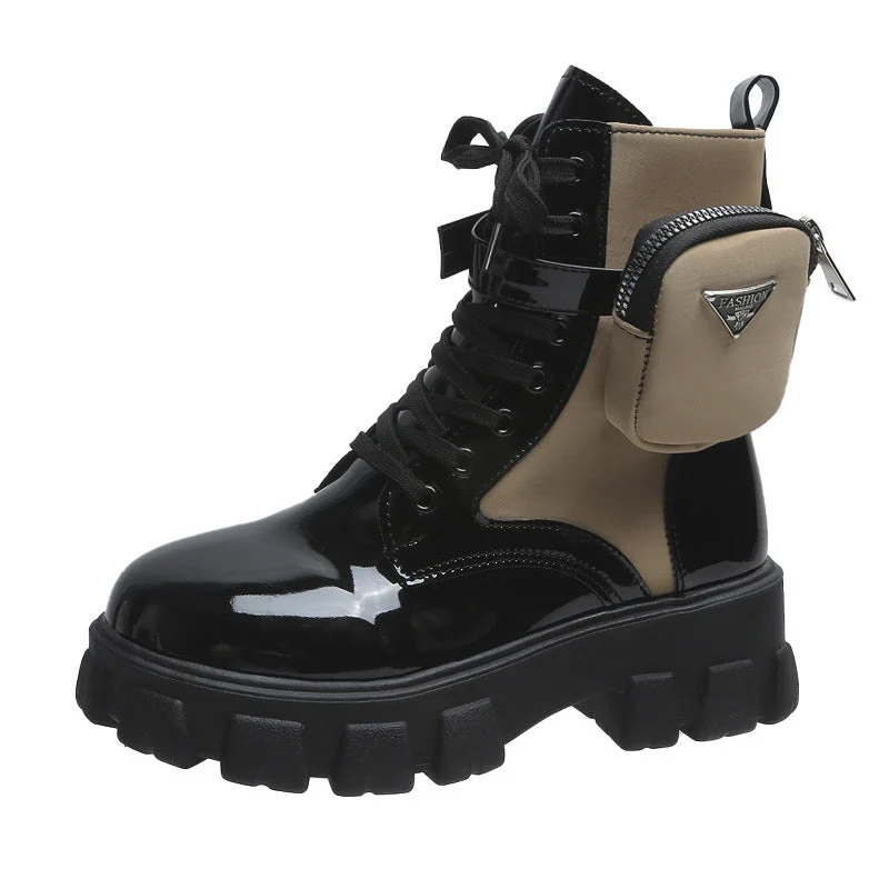 Damen Chunky Boots mit praktischem Seitentaschen-Design