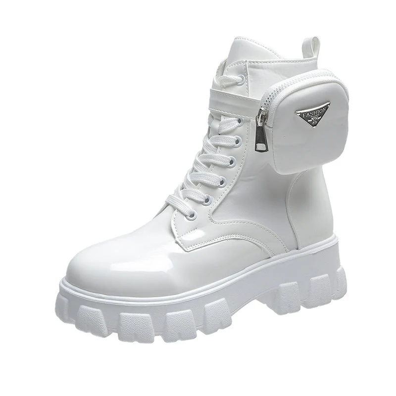 Damen Chunky Boots mit praktischem Seitentaschen-Design