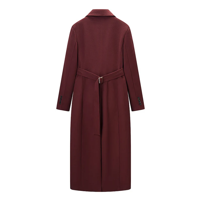Damen Longline-Mantel mit taillierter Silhouette, strukturiertem Revers und Gehschlitz Nord Taschen
