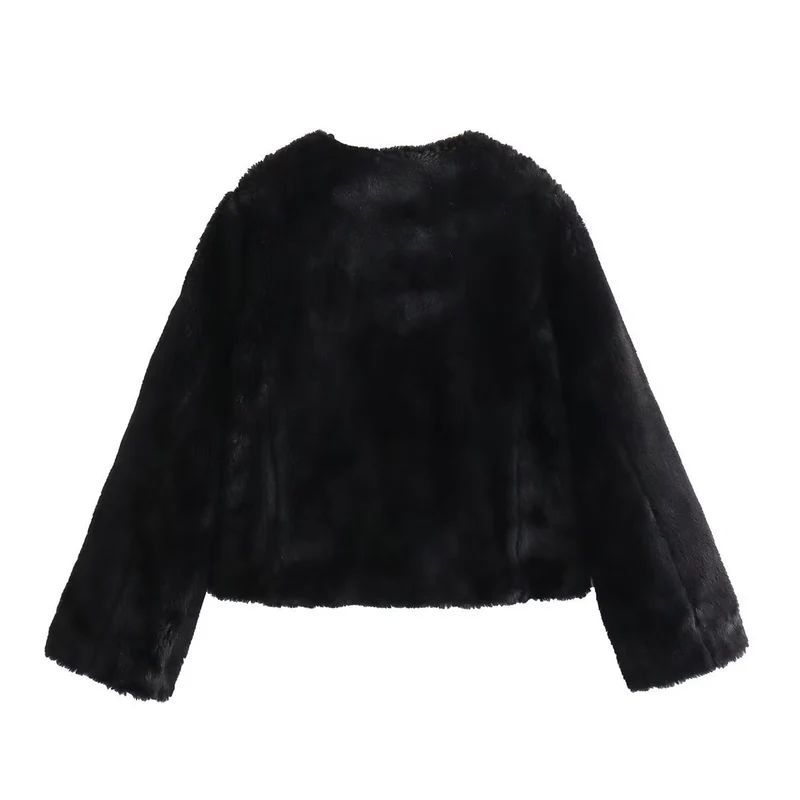 Damen Kurz geschnittene Teddyjacke mit Knebelverschlüssen und aufgesetzten Taschen Nord Taschen