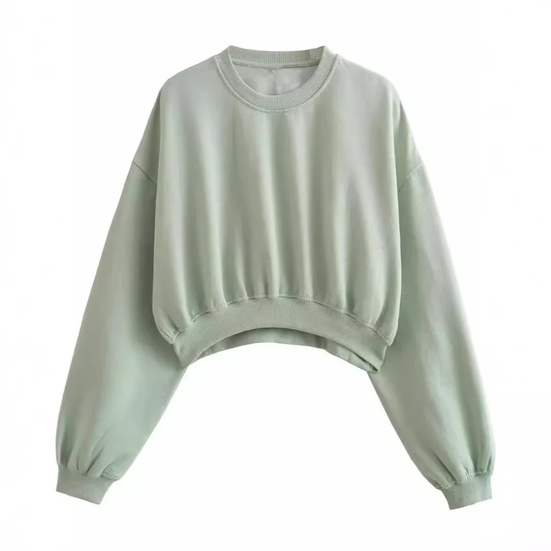 Damen Kurzes Oversize‑Sweatshirt mit gerafftem Saum und Ballonärmeln Nord Taschen