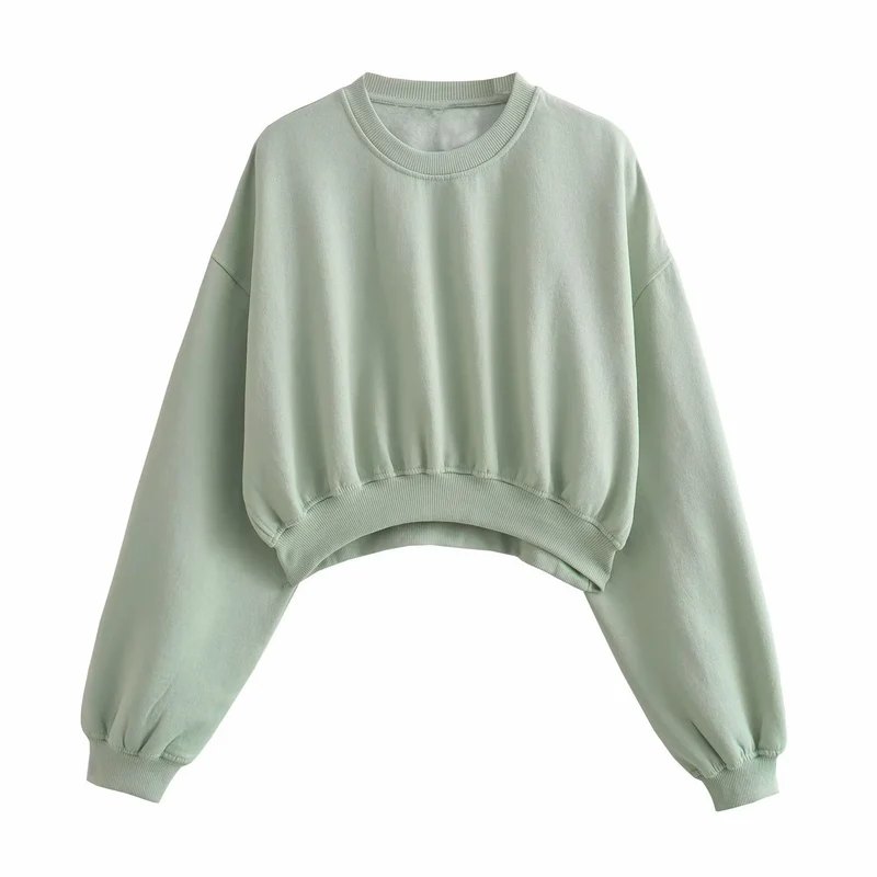 Damen Kurzes Oversize‑Sweatshirt mit gerafftem Saum und Ballonärmeln Nord Taschen