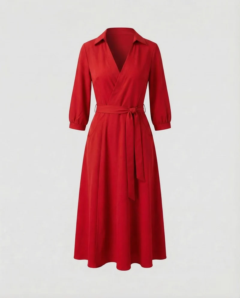 Freizeitkleid Damen Wickel Blusenkleid - Vittorelli