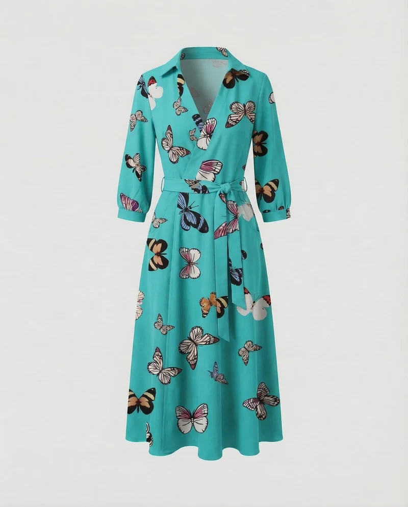 Freizeitkleid Damen Wickel Blusenkleid - Vittorelli