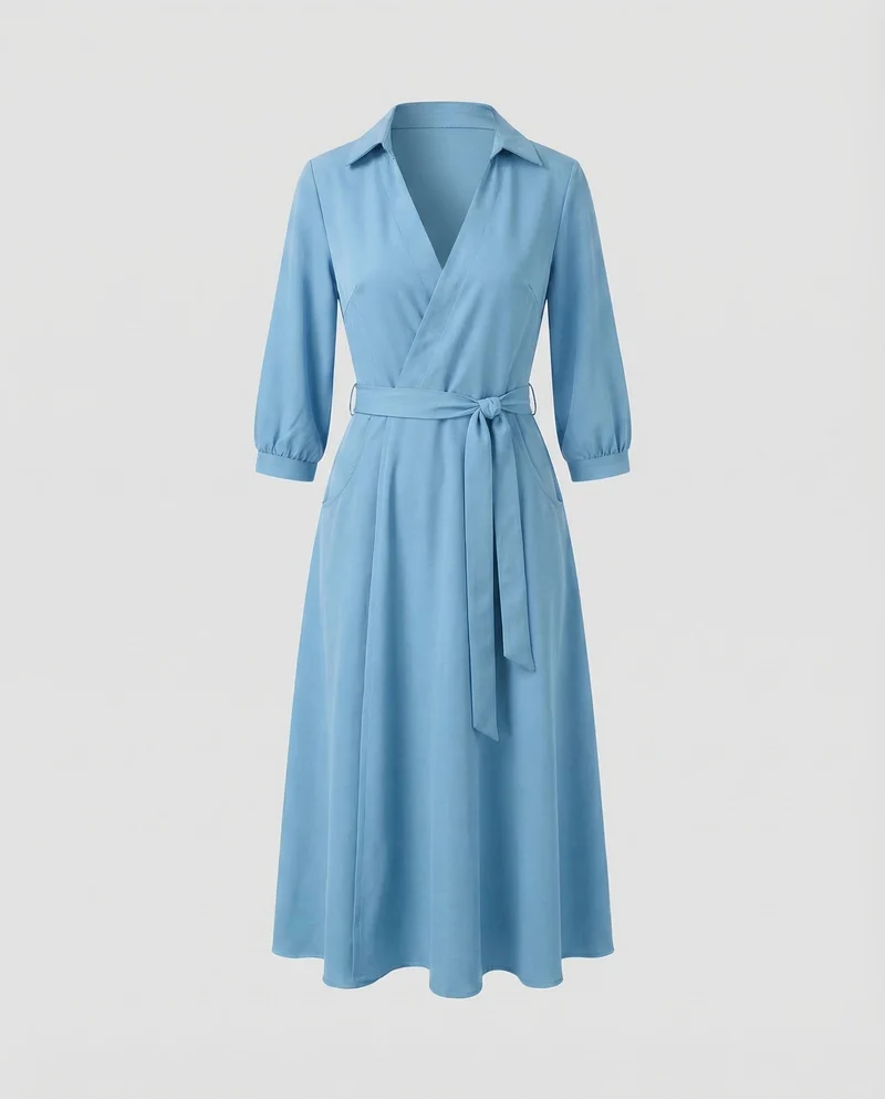 Freizeitkleid Damen Wickel Blusenkleid - Vittorelli