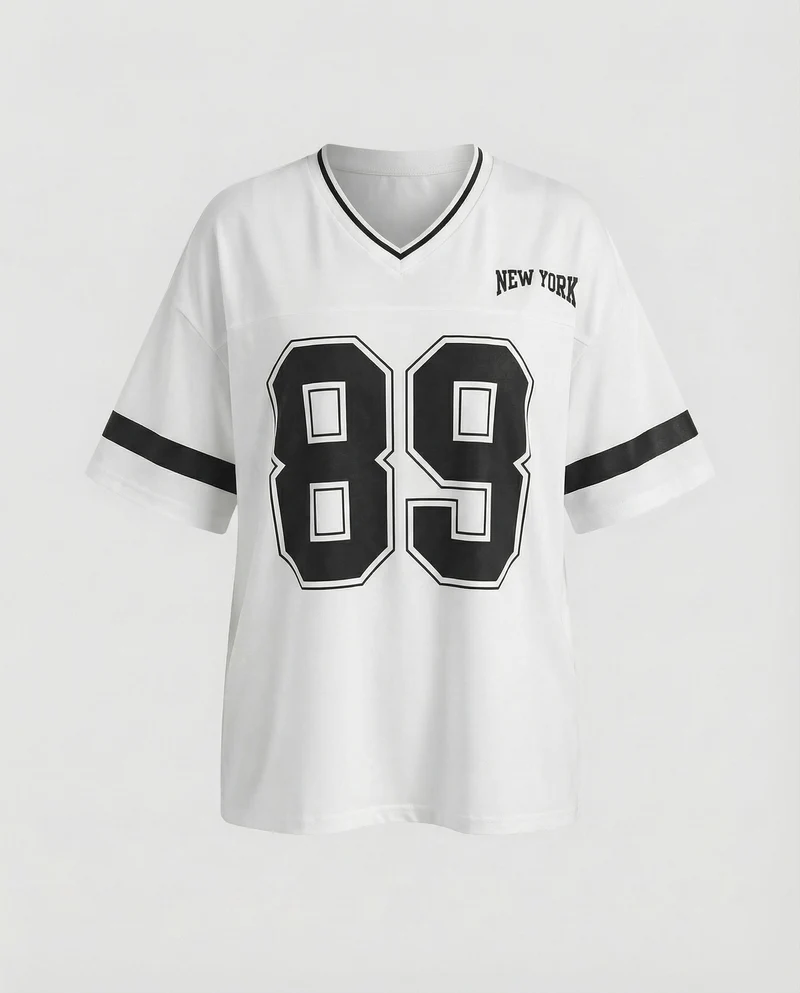 Damen Weite Sport-Print Jersey Tunika