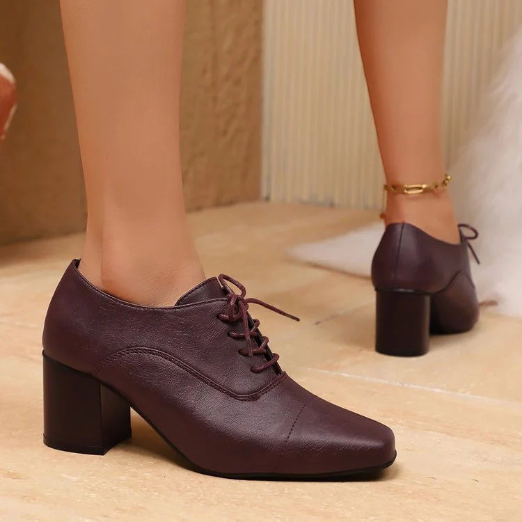 Damen High-Top Schnürschuhe mit elegantem Blockabsatz und modernem Design