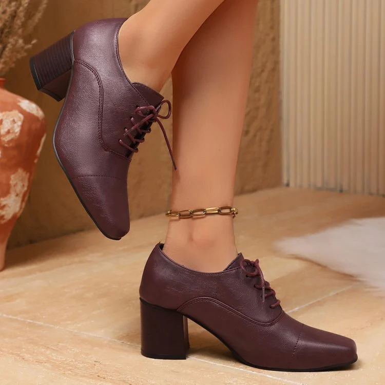 Damen High-Top Schnürschuhe mit elegantem Blockabsatz und modernem Design