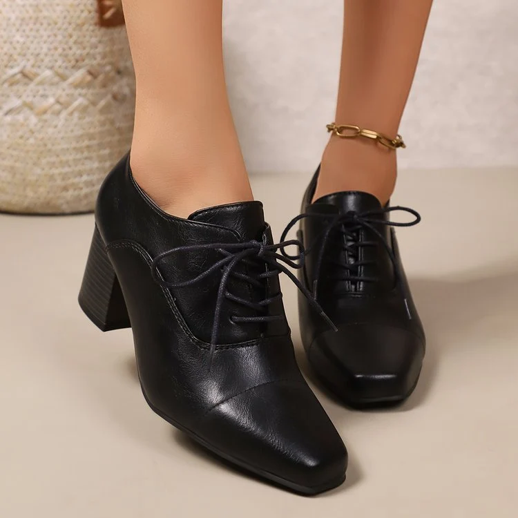 Damen High-Top Schnürschuhe mit elegantem Blockabsatz und modernem Design