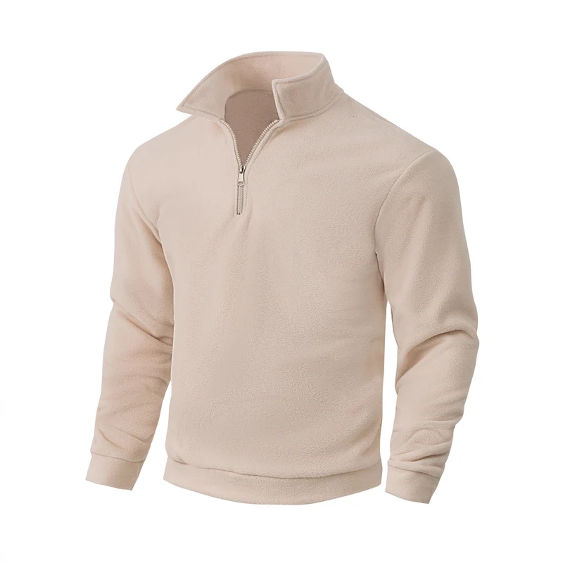 Herren Fleece-Halbzip-Pullover mit Stehkragen, weichem Teddy-Fleece und elastischen Bündchen Nord Taschen
