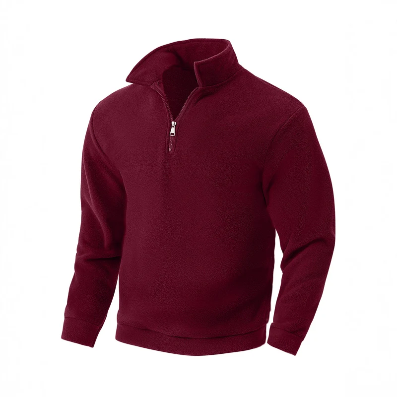 Herren Fleece-Halbzip-Pullover mit Stehkragen, weichem Teddy-Fleece und elastischen Bündchen Nord Taschen