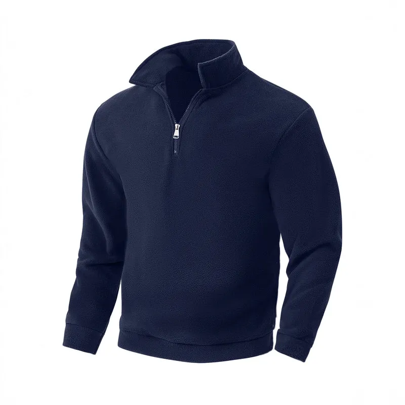 Herren Fleece-Halbzip-Pullover mit Stehkragen, weichem Teddy-Fleece und elastischen Bündchen Nord Taschen
