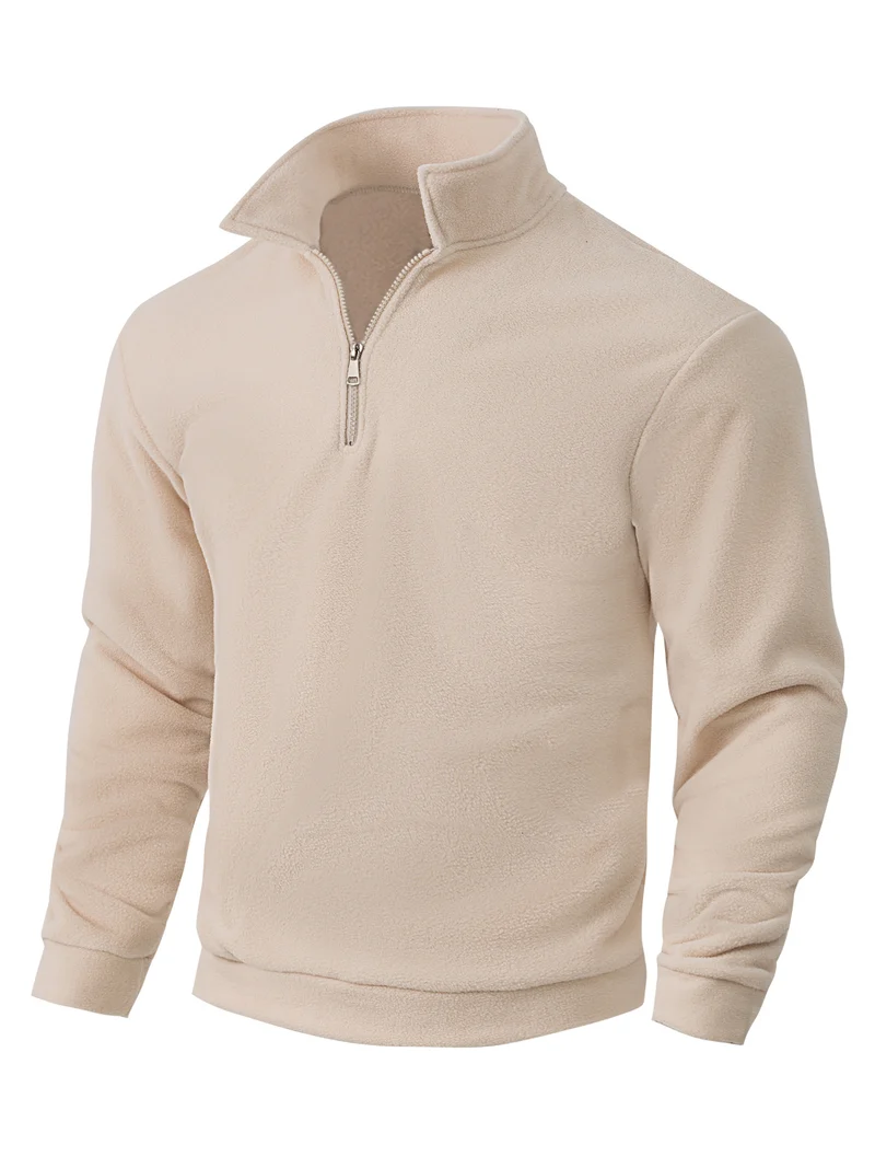 Herren Fleece-Halbzip-Pullover mit Stehkragen, weichem Teddy-Fleece und elastischen Bündchen Nord Taschen